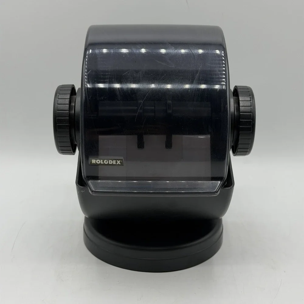 Rolodex Nsw-24c Black Covered Rotary Card File Swivel Holds 500 B1